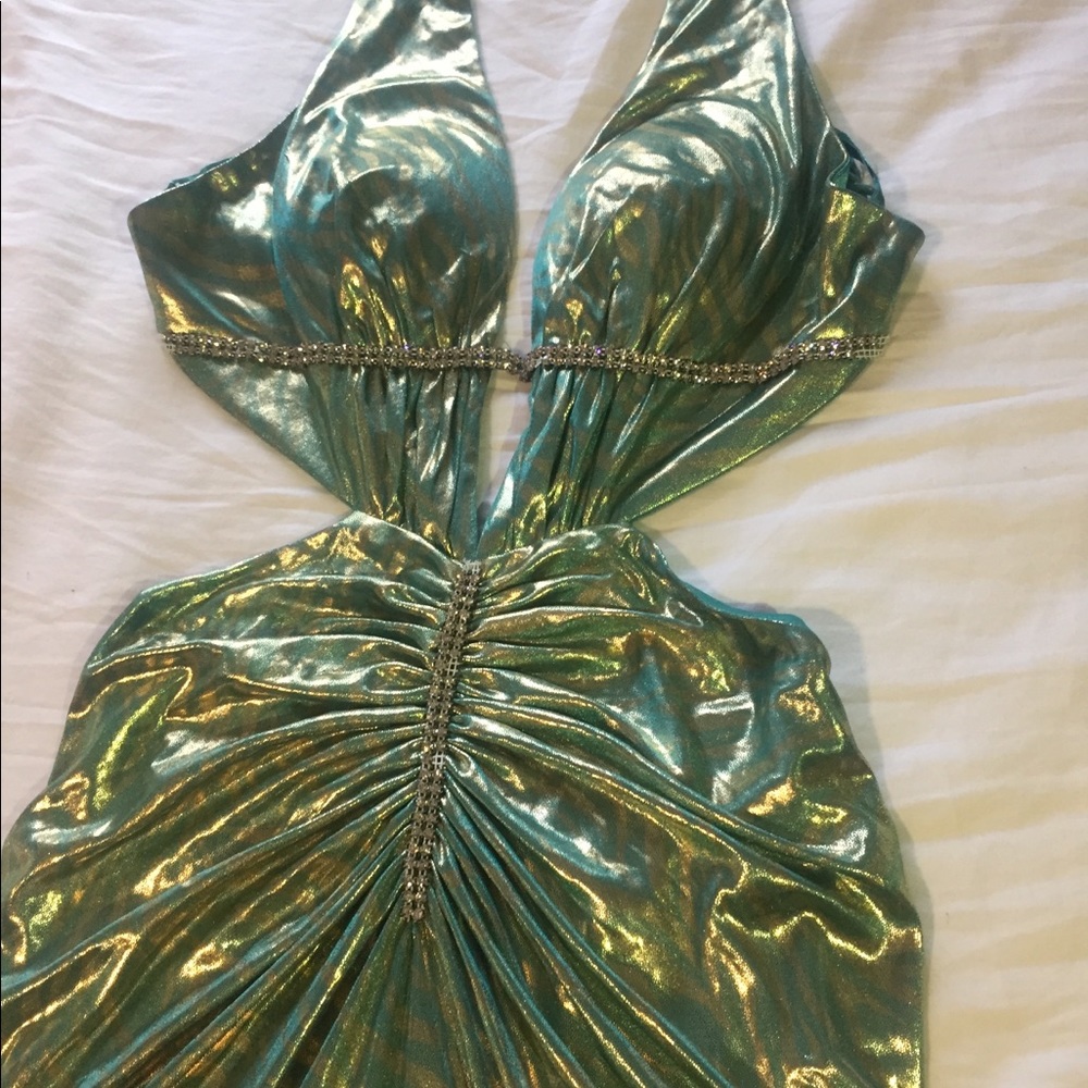 Blue/Green and Gold PROM Dress